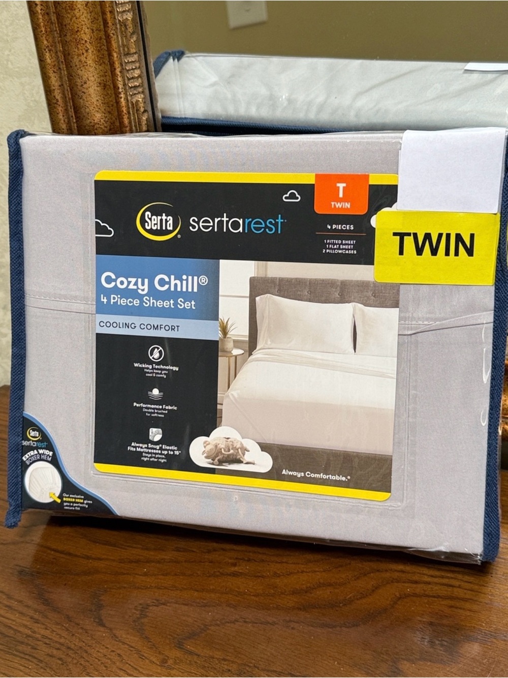 Serta Chill Cooling Twin Sheet Set in Light Gray - 4 Piece